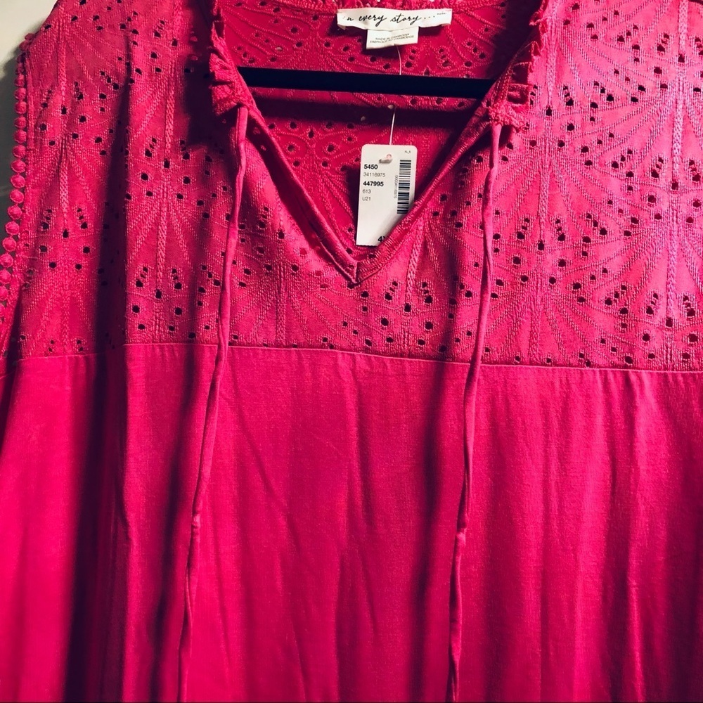 Plus Size 4X Sleeveless top with eyelet yoke, In Every Story - Picture 7 of 11